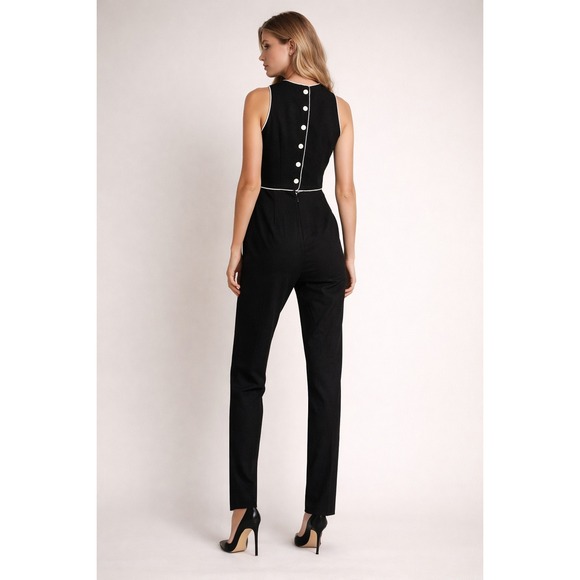 Vintage CARMEN MARC VALVO Black Textured Sleeveless 2 Piece Set 80s 90s Designer